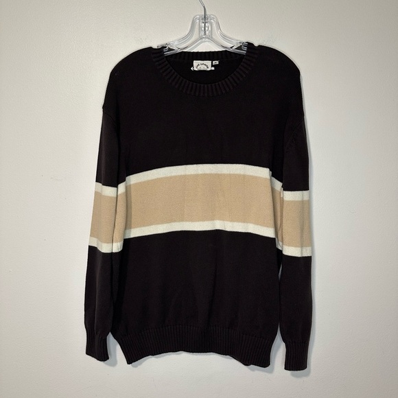 The Upside Color Block Knit Cotton Brown Crew Neck Sweater Women’s Sz M - Picture 1 of 5